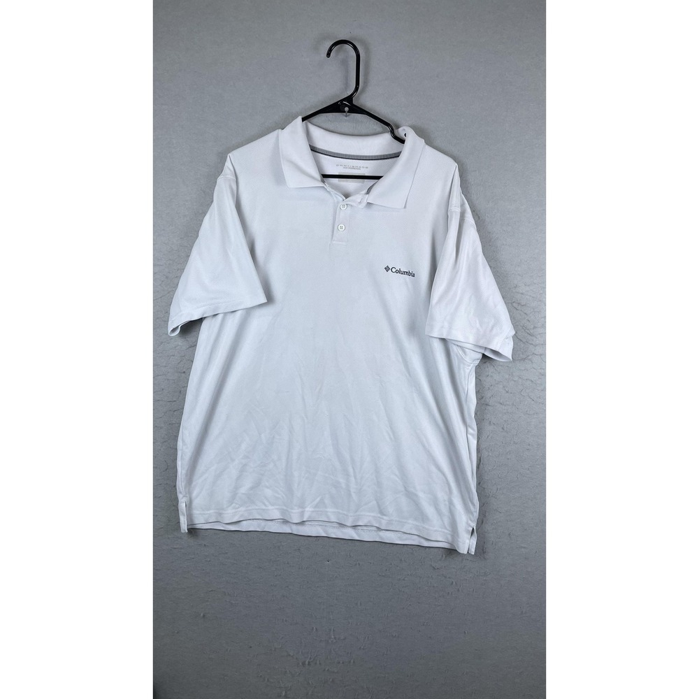 Columbia Polo Shirt Mens XL White Omni-Shade Golf Performance UPF Sun Protection